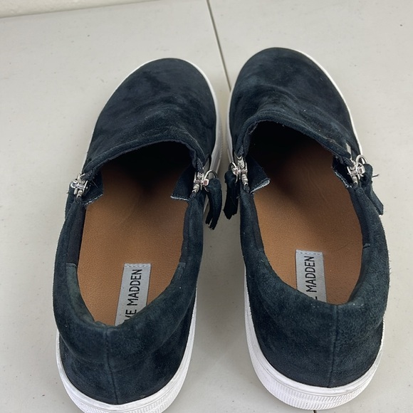 stevemadden zipper platform sneakers Sz 9 M black leather upper - Picture 9 of 10